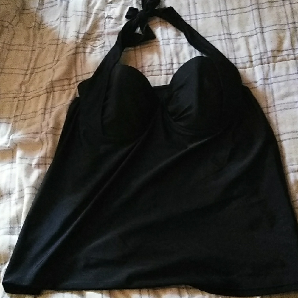 Plus Size Neck Tie Halter Swim Top